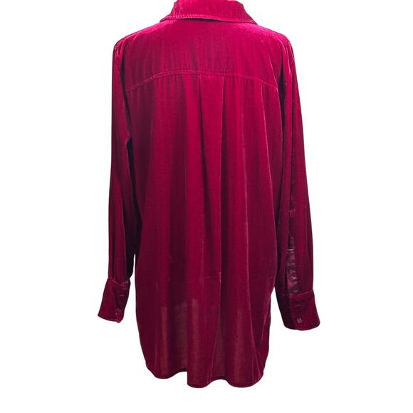 John Mark red velvet button front tunic, quiet luxury, timeless, holiday, artsy - Picture 3 of 7